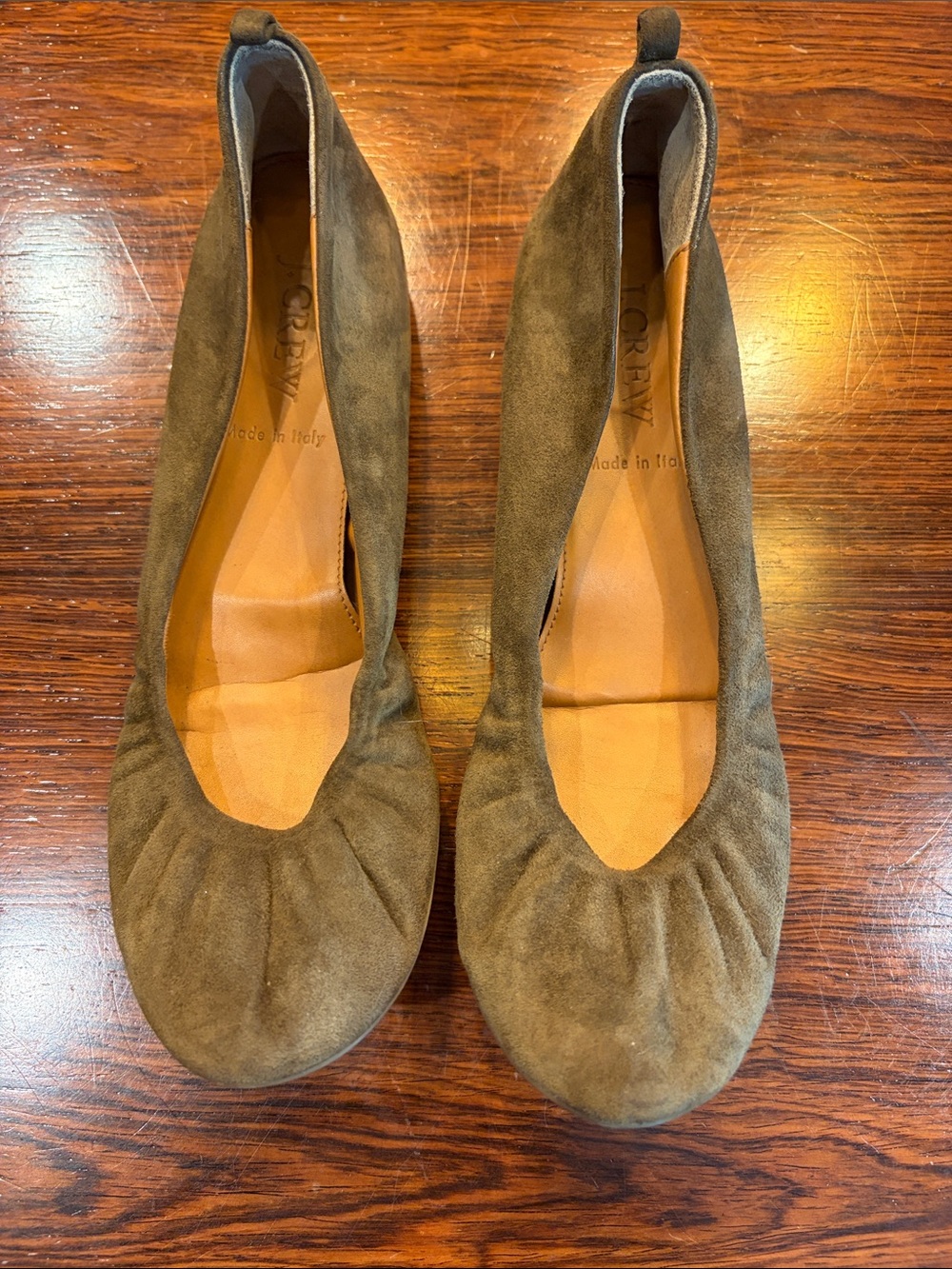 Olive Suede Ballet Flats